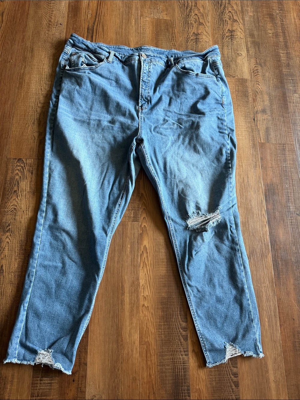 Terra & Sky Light Blue Ripped Ankle Crop Jeans
